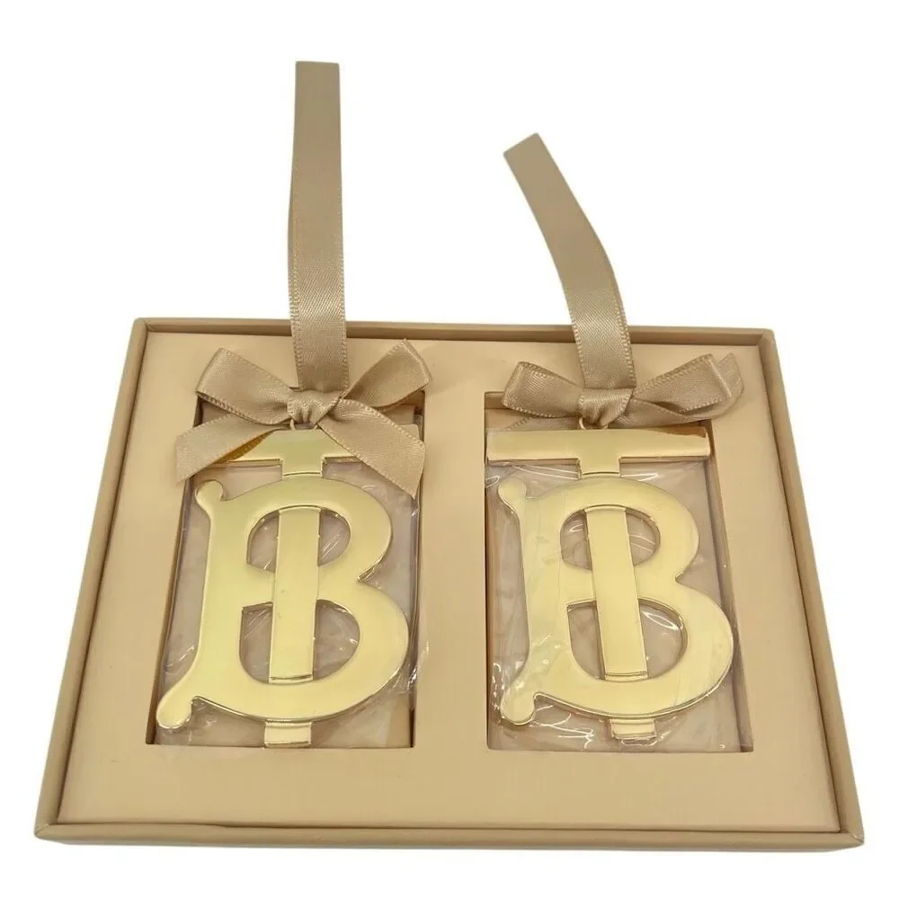 Burberry Gold TB Monogram Christmas Ornaments Set of 2 | NIB | Authentic
